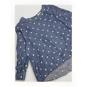 Appraisal Women 2X Chambray Polka Dot Blouse Cold Shoulder Lightweight Top